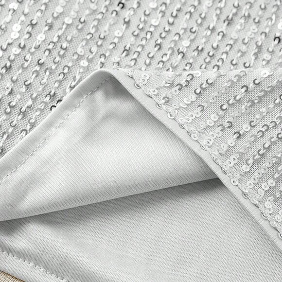 Silver Casual Women's Sequin V-Neck Tank Top - Picture 9 of 9